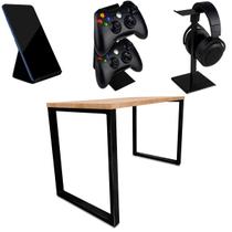 Setup Kit Gamer Vexus Com Mesa Dallas 1,20 Suporte P/ Controle Fone Celular Preto