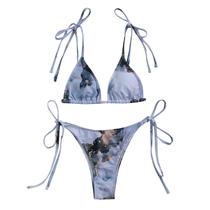 Sexy Women Bandage Bikini Push-up Swimwear Tie-dye Swimsuit Beachwear Set