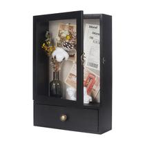 Shadow Box Frame Butizone com 8 cm de profundidade com vidro real e gaveta preta Shadow Box Frame Butizone com 8 cm de profundidade com vidro real e gaveta preta