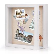 Shadow Box Frame Love-kankei Rustic White 28x28cm com encosto de linho