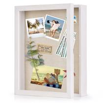 Shadow Box Frame Love-kankei Rustic White 28x35cm com linho