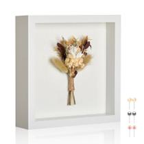 Shadow Box Frame MUXIUNT 11x11 branca com suporte de linho