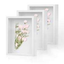 Shadow Box Frame SMZCTYI 8x10 - pacote com 3 unidades de madeira com vidro (branco)