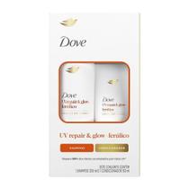 Shampoo 350ml + Condicionador Dove UV Repair e Glow + Ferúlico 150ml