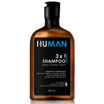 Shampoo 3x1 Barba Cabelo e Corpo - Limpeza e Hidratação 240mL Human