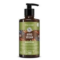 Shampoo Afro Vegan Inoar 300ml Óleo de Rícino e Manteiga de Karité Cabelos Cacheados Crespos e Afros Botânico e Vegano