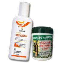 Shampoo Anticaspa 140ml e Creme de MASSAGEM Capilar Seiva Mutamba e Juá 210ml