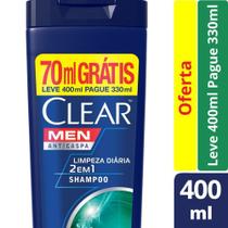 Shampoo Anticaspa Clear Men Limpeza Diária 2 em 1 400ml