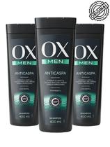 Shampoo Anticaspa Ox Men Com Mentol Kit 3 Frascos C/ 400ml