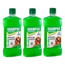 Shampoo Antipugas e Carrapato -kit com 3 unidades Para Cães