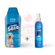 Shampoo Banho a Seco para caes gatos + perfume Kit Banho Pet clean