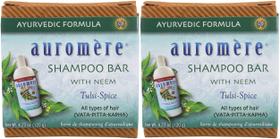 Shampoo Bar Auromere, ecológico, feito à mão, vegano, 120 ml, pacote com 2 unidades Shampoo Bar Auromere, ecológico, feito à mão, vegano, 120 ml, pacote com 2 unidades