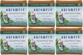 Shampoo Bar Auromere, ecológico, feito à mão, vegano, 120 ml, pacote com 6 unidades