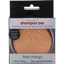 Shampoo Bar Body & Earth Fresh Mango 50 ml com lata de viagem