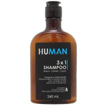 Shampoo Barba Cabelo e Corpo 3x1 Human Limpeza e hidratação