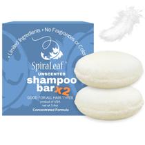 Shampoo Bars Spiraleaf UNSCENTED x2 para todos os tipos de cabelo, EUA