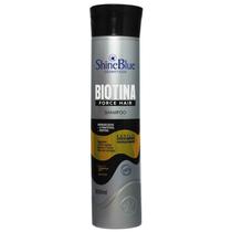 Shampoo Biotina Force Hair Shine Blue 300mL Fortalecedor Regenera Fios Capilar Fortalecimento Crescimento