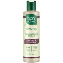Shampoo Boni Natural Argan Linhaca Vegano Sem Sulfato Sem Parabenos Hidratacao Brilho Low Poo 300ml