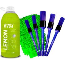 Shampoo Carro Lemon 2.8L Evox Desengraxante Luva + Pinceis