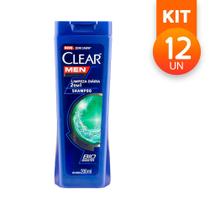 Shampoo Clear Men Anticaspa 2 Em 1 Limpeza Diária Minerais Oceânicos Bio Booster 200ml (Kit com 12)