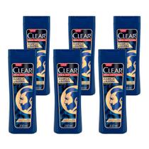 Shampoo Clear Men Anticaspa Cabelo e Barba Ação Tripla Limpa Hidrata e Fortalece 200ml (Kit com 6)