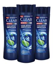 Shampoo Clear Men Cool Sport Mentol Anticaspa 350ml x3