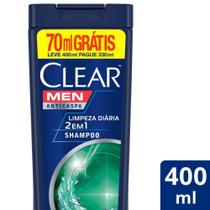 Shampoo Clear Men Limpeza Diaria 2 Em 1 400ml