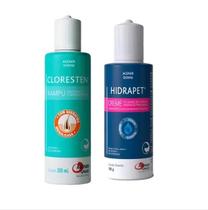 Shampoo Cloresten 200ml + Hidrapet Creme 100g Cão Cães Gato