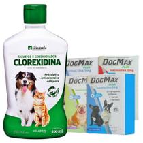 Shampoo Clorexidina + 12 comp antipulga até 5kg DogMax