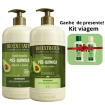 Shampoo Condicionador Bio Extratus Pós Química 1L + Shampoo e Condicionador 90ml