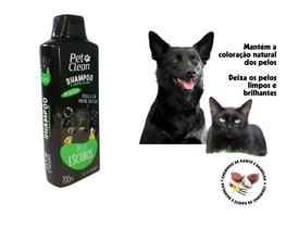 Shampoo Condicionador Cão Gato Pelos Escuros Pet Clean 700ml