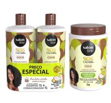 Shampoo Condicionador E Creme De Pentear S.O.S Cachos Coco - SALON LINE Shampoo Condicionador E Creme De Pentear S.O.S Cachos Coco - SALON LINE