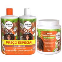 Shampoo Condicionador E Creme De Pentear S.O.S Cachos Coco