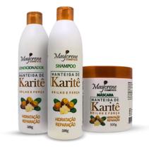 Shampoo Condicionador e Mascara Kit Manteiga de Karite Maycrene