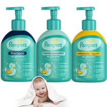 Shampoo Condicionador Pampers Baby Linha Bebe Suave Sabonete Liquido 200 ml Cabeça aos Pés Infantil