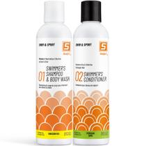 Shampoo de natação com cloro e vitamina C Solpri Swimmers com condicionador antes e depois da natação (total de 16 ml)