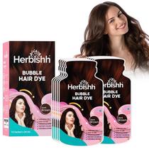 Shampoo de tintura de cabelo Bubble Foam Herbishh 3 em 1 marrom escuro 240 mL