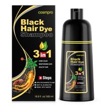 Shampoo de tintura de cabelo cosmpro preto 3 em 1 para mulheres/homens com capa cinza Shampoo de tintura de cabelo cosmpro preto 3 em 1 para mulheres/homens com capa cinza