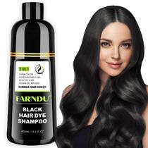 Shampoo de tintura de cabelo FARNDU Black Grey Coverage 3 em 1 para mulheres e homens