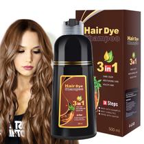 Shampoo de tintura de cabelo IIIMEIDU 3 em 1, cobertura cinza, 500 ml, marrom