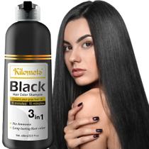 Shampoo de tintura de cabelo Kilomets BLACK 400 ml com cobertura 100% cinza