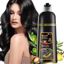Shampoo de tintura de cabelo Leorx Black 500mL, cor 3 em 1 para cabelos grisalhos