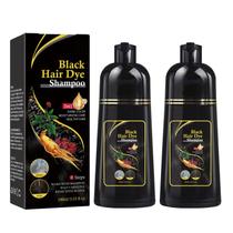 Shampoo de tintura de cabelo preto 100mL, fórmula 3 em 1 para cobertura cinza