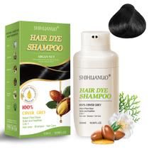 Shampoo de tintura de cabelo SHIHUANUO Black 3 em 1 com cobertura cinza 500mL
