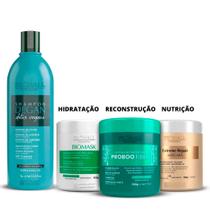 Shampoo Degan Limpeza Profunda + Kit de Máscaras Biomask Proboo Extreme Repair 500g