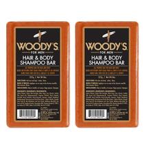 Shampoo e barra corporal Woody's Hair 2 em 1 para homens, 240 ml, pacote com 2