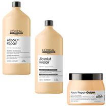 Shampoo e Condicionador 1,5L Máscara Ligh 500g Loreal Absolut Repair Gold Quinoa Shampoo e Condicionador 1,5L Máscara Ligh 500g Loreal Absolut Repair Gold Quinoa
