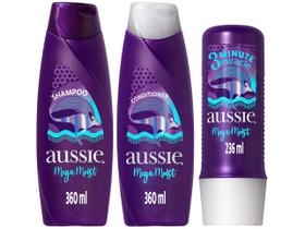 Shampoo e Condicionador Aussie Mega Moist Óleo de - Jojoba e Alga Marinha 360ml + 3 Minutos Milagrosos
