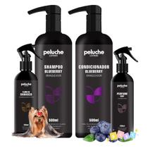 Shampoo e Condicionador Branqueador Pet Blueberry para Cães com Desembaraçador e Perfume Baby