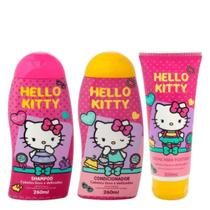 Shampoo e Condicionador Hello Kitty Cabelos Lisos e Delicados + Creme para Pentear Cia da Natureza